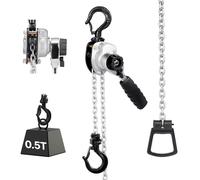 VEVOR Mini Polipasto de Cadena Manual de Palanca, 0,5 T, Elevación de 3 m, con freno mecánico de doble trinquete, ganchos giratorios 360°, para almacén, construcción y garaje, 285 x 70 x 117 mm