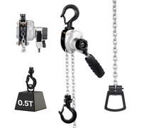 VEVOR Mini Polipasto de Cadena Manual de Palanca, 0,5 T, Elevación de 6 m, con freno mecánico de doble trinquete, ganchos giratorios 360°, para almacén, construcción y garaje, 285 x 70 x 117 mm