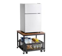 VEVOR Mini Refrigerador con Soporte de Almacenamiento, con Carrito de Almacenamiento Móvil y Ruedas Giratorias, Duradero, para Cafetería, para Dormitorio en Casa, Marrón Claro, 500 x 500 x 430 mm