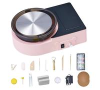 VEVOR Mini Torno de Cerámica, Plato Giratorio de 158 mm Rotación Hacia Adelante/Atrás Velocidad Ajustable, Torno de Arcilla Eléctrico con Herramientas para Moldear Arcilla para Niños Adultos, Rosa