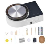 VEVOR Mini Torno de Cerámica, Plato Giratorio de 158 mm Rotación Hacia Adelante/Atrás Velocidad Ajustable, Torno de Arcilla Eléctrico con Herramientas para Moldear Arcilla para Niños Adultos, Blanco