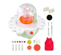 VEVOR Mini Torno de Cerámica, Platos Giratorios de 50 mm y 80 mm, Torno de Arcilla Eléctrico de Velocidad Ajustable con Herramientas para Moldear Arcilla para Niños y Principiantes, Verde