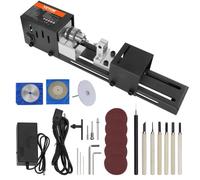 VEVOR Mini Torno de Madera 70x160 mm Torno Eléctrico de Madera 24 V 96 W Fresadora Accesorios 7 Velocidades 4220/5300/5650/6350/6660/7050/8450 rpm Herramienta Rotativa para Madera DIY 350x60x80 mm