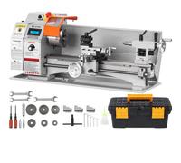 VEVOR Mini Torno de Metal 17,8x40,6 cm 800 W Torno de Precisión de Sobremesa 150-2500 RPM Velocidad Variable Continua con 100 mm Caja de Herramientas de 3 Mandíbulas para Procesar Piezas de Precisión