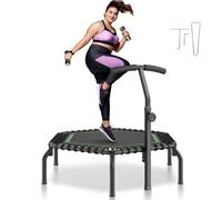 VEVOR Mini Trampolín de Ejercicio para Interiores con Asa 1385 x 1240 mm Negro
