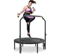 VEVOR Mini Trampolín Plegable de Fitness - 1027 mm, 150 kg Carga Máxima - Trampolín Deportivo con Mango de Altura Ajustable en 4 Niveles y 32 Resortes