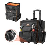 VEVOR Mochila con Ruedas de 39 x 29 x 42 cm Capacidad de Carga de 50 kg, Mochila de Herramientas Resistente con 25 Bolsillos, Asa Telescópica Ajustable y Base Estable para Construcción y Mecánico
