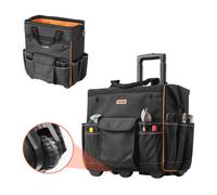 VEVOR Mochila con Ruedas de 460 x 270 x 430 mm Capacidad de Carga de 50 kg, Mochila de Herramientas Resistente con 25 Bolsillos, Asa Telescópica Ajustable y Base Estable para Construcción y Mecánico