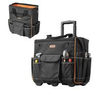 VEVOR Mochila con Ruedas de 460 x 270 x 430 mm Capacidad de Carga de 50 kg, Mochila de Herramientas Resistente con 25 Bolsillos, Asa Telescópica Ajustable y Base Estable para Construcción y Mecánico
