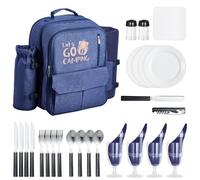VEVOR Mochila de Pícnic 4 Personas con Compartimento Frigorífico Azul Marino