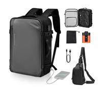 VEVOR Mochila de Viaje al Vacío 65 L, Expandible, con Bomba, con Candado y Puerto de Carga USB, Resistente al Agua, para Largas Caminatas o Viajes de Negocios, Color Gris, 510 x 390 x 190 mm