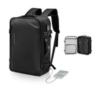 VEVOR Mochila de Viaje al Vacío de 65 L, Expandible, con Sistema de Compresión al Vacío, con Candado, Múltiples Compartimentos, Correas de Hombro Acolchadas, Resistente al Agua, sin Bomba, Negro