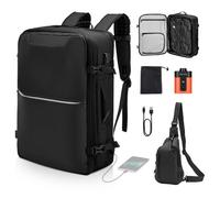 VEVOR Mochila de Viaje al Vacío de 80 L, Expandible, con Bomba, con Candado y Puerto de Carga USB, Resistente al Agua, para Largas Caminatas o Viajes de Negocios, Color Negro, 610 x 430 x 155 mm