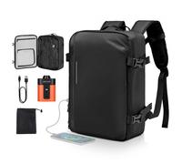 VEVOR Mochila de Viaje de 35 L, con Compresor de Vacío y Bomba de Aire, Múltiples Bolsillos y Compartimentos, Resistente al Agua, para Llevar Objetos Personales, Color Negro, 430 x 330 x 170 mm