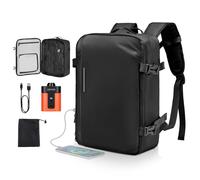 VEVOR Mochila de Viaje de 35 L, con Compresor de Vacío y Bomba de Aire, Múltiples Bolsillos y Compartimentos, Resistente al Agua, para Llevar Objetos Personales, Color Negro, 430 x 330 x 170 mm