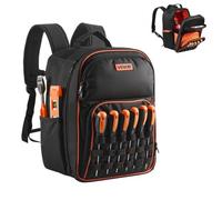 VEVOR Mochila para Herramientas, Mochila de Trabajo 280 x 230 x 405 mm con 49 Bolsillos, Compartimento para Portátil y Base de Tela Reforzada, Organizador de Herramientas para Electricistas