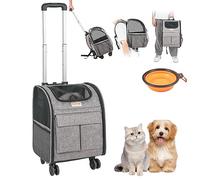 VEVOR Mochila transportadora de mascotas con ruedas para menos de 18 libras, grande y suave con ruedas, transportador de viaje para gatos, aprobado por aerolíneas para perros pequeños y gatos medianos
