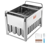 VEVOR Moldes para Paletas Comerciales, 40 Moldes para Paletas de Hielo de Acero Inoxidable de Cabeza Redonda con Doble Ranura, Soporte para Molde para Paletas con 50 Palitos y Bolsas para Paletas