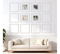 VEVOR Molduras Decorativas para Pared 12 Piezas, 51 x 51 cm, Paneles de Revestimiento Precortados, Impermeable, Estilo Moderno, para Decoración de Interiores Salón Dormitorio Pared de Acento, Blanco