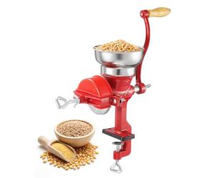 VEVOR Molinillo de Cereales Manual con Manivela y Tolva Baja de 7 cm, Molino de Granos de Hierro Fundido, con Abrazadera de Mesa Estable y Cubierta Antipolvo, para Especias, Café, Nueces, Cereales