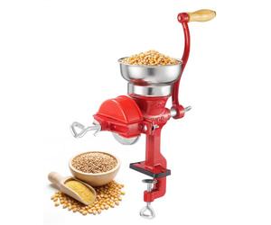 VEVOR Molinillo de Cereales Manual con Manivela y Tolva Baja de 7 cm, Molino de Granos de Hierro Fundido, con Abrazadera de Mesa Estable y Cubierta Antipolvo, para Especias, Café, Nueces, Cereales