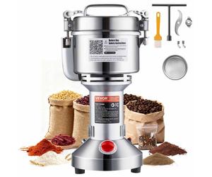 VEVOR Molinillo de Granos Eléctrico 2000 W Capacidad de 750 g Molinillo de Especias de Alta Velocidad con Pulverizador de Acero Inoxidable para Granos Secos Especias Cereales Café Maíz Pimienta