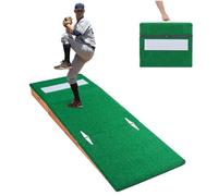 VEVOR Montículo de Lanzamiento de Béisbol Portátil, Equipo de Entrenamiento y Práctica de Lanzamiento con Césped Antidecoloración, Goma de Lanzamiento, Base Ajustable, 216 x 76 x 17 cm, Verde