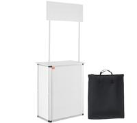 VEVOR Mostrador de Pie para ferias comerciales 785x380x1815 mm Mesa de promoción Soporte de exhibición de exposición de metal de PVC de madera con estante de almacenamiento y bolsa de transporte