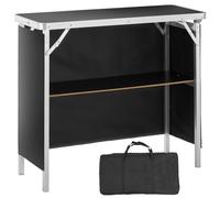 VEVOR Mostrador de pies de Feria, Mesa de Bar Plegable portátil de 97,5 x 38,5 x 87 cm de Largo con Bolsa de Transporte, Estante de Almacenamiento y Falda Negra para Fiestas, pícnic, exposiciones