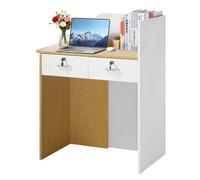 VEVOR Mostrador de Recepción 80 x 45 x 100 cm, Mesa de Recepción Material de Tablero de Partículas con Luz LED y 2 Cajones, Mostrador de Recepcionista para Caja, Vestíbulo, Salón de Belleza, Oficina