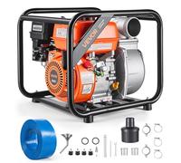 VEVOR Motobomba de Agua a Gasolina 76,2 mm, 264 GPM, 7 HP, Bomba de Agua a Gasolina con Manguera de Descarga, Altura de Succión 7,5 m, Elevación Máxima de 30 m, para Riego, Estanques, Piscinas