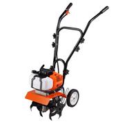 VEVOR Motocultor Térmico con Motor de Gasolina de 43 CC de 2 Tiempos con 4 Púas Delanteras Ajustables de Acero Ruedas Grandes Fácil Instalación Cultivador de Tierra para Huerta, Jardinera, Campos