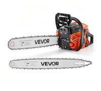 VEVOR Motosierra de Gasolina 62 CC Motor de 2 Tiempos Motosierra de Poda | Herramienta para Talar, Podar y Cortar Leñas, 2,7 kW, Doble Espada de 508 mm y 558,8 mm, Arranque Fácil, Mango Antideslizante