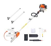 VEVOR Motosierra de Pértiga a Gasolina, Motosierra Inalámbrica de 43 cc y 2 Tiempos con Barra de Corte de 25,4 cm, Cabezal Giratorio, y Extensible de 2,11 a 3,61 m para Podar Árboles, Naranja