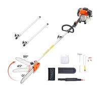 VEVOR Motosierra de Pértiga a Gasolina, Motosierra Inalámbrica de 43 CC y 2 Tiempos con Barra de Corte de 25,4 cm, Cabezal Giratorio, y Extensible de 2,16 a 3,66 m para Podar Árboles, Naranja
