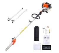 VEVOR Motosierra de Pértiga a Gasolina, Motosierra Inalámbrica de 43 cc y 2 Tiempos con Barra de Corte de 25,4 cm, Tanque de Combustible de 850 ml y Extensible de 2,08-3,58 m para Podar Árboles