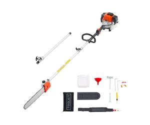 VEVOR Motosierra de Pértiga a Gasolina, Motosierra Inalámbrica de 52 cc y 2 Tiempos con Barra de Corte de 35,6 cm, Tanque de Combustible de 850 ml y Extensible de 2,2-2,94 m para Podar Árboles
