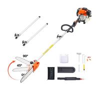 VEVOR Motosierra de Pértiga a Gasolina, Motosierra Inalámbrica de 43 CC y 2 Tiempos con Barra de Corte de 25,4 cm, Cabezal Giratorio, y Extensible de 2,16 a 3,66 m para Podar Árboles, Naranja