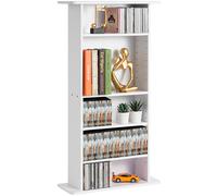 VEVOR Mueble de Almacenamiento Multimedia Mueble para DVD de 5 Capas Capacidad de 240 CD Estantes Ajustables de CD para Proteger Colecciones de Música, Películas, Videojuegos o Recuerdos, Blanco