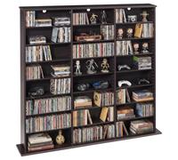 VEVOR Mueble de Almacenamiento Multimedia con 24 Compartimentos, para CD, DVD, Libros y Discos de Juegos, Ideal para Sala de Estar, Oficina en Casa, Sala de Grabación, 142 x 22 x 130 cm, Marrón