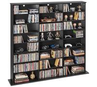 VEVOR Mueble de Almacenamiento Multimedia con 24 Compartimentos, para CD, DVD, Libros y Discos de Juegos, Ideal para Sala de Estar, Oficina en Casa, Sala de Grabación, 142 x 22 x 130 cm, Negro