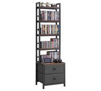 VEVOR Mueble de Almacenamiento Multimedia con 4 Estantes y 2 Cajones, para CD, DVD, Libros y Discos de Juegos, Ideal para Sala de Estar, Oficina en Casa, Sala de Grabación, 40 x 30 x 143,5 cm