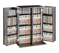 VEVOR Mueble de Almacenamiento Multimedia Mueble para DVD con Puertas y Estantes Capacidad para 576 CD Estante Ajustable de DVD para Películas, Videojuegos o Colecciones, Color de Café Expreso