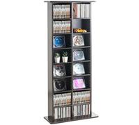 VEVOR Mueble de Almacenamiento Multimedia Mueble para DVD de 8 Capas Capacidad de 464 CD 16 Compartimentos Estantes Ajustables de CD para Colecciones de Música, Películas, Videojuegos, Café Expreso