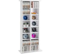 VEVOR Mueble de Almacenamiento Multimedia Mueble para DVD de 8 Capas Capacidad para 464 CD 16 Compartimentos Estantes Ajustables de CD para Colecciones de Música, Películas, Videojuegos, Blanco