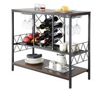VEVOR Mueble de Bar con Estante para Vino y Soporte para Copas, Carga de 82 kg