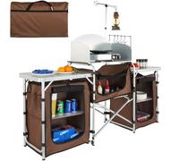 VEVOR Mueble de Cocina para Camping 174x176x46 cm Armario de Camping Plegable Portátil Estructura de Aluminio Altura Ajustable Mesa de cocina para acampar con Bolsa de Transporte para Barbacoa Pícnic