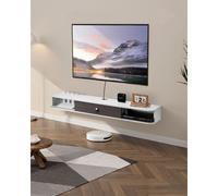 VEVOR Mueble de TV en la Pared, Estante Flotante para TV 1400 x 236 x 160 mm con orificio para cable, Armario de Pared para Reproductor de DVD, Decodificador de Cable, Carga de 52 kg, Blanco