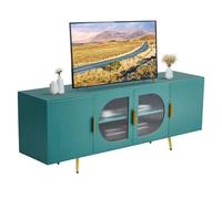 VEVOR Mueble de TV, Mueble de TV de Madera 1680 x 400 x 640 mm para Televisores de hasta 1905 mm con Puertas de Vidrio y Patas Doradas y Estantes Ajustables, Consola para Sala de Estar, Verde