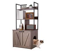 VEVOR Mueble para Caja de Arena para Gatos 60 x 50 x 127 cm, Armario para Arenero de Gatos, con Estantes de Almacenamiento Entrada Lateral Puerta, Estilo Moderno, Casa para Mascotas en Interior Hogar